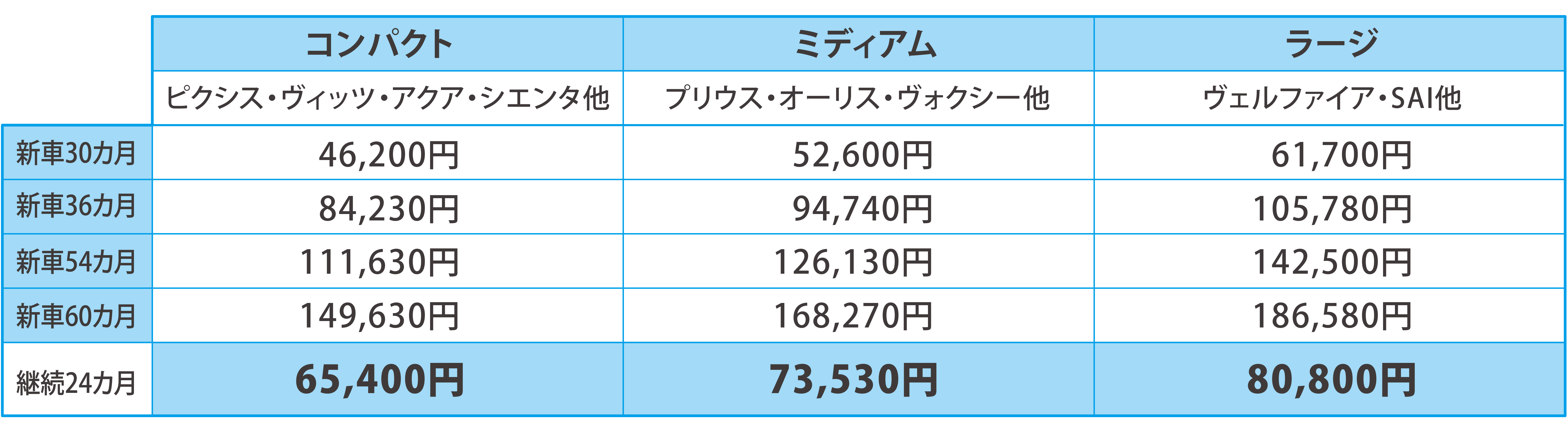 ネッツメンテナンスパスポート料金_コンパクト_ミディアム_ラージ